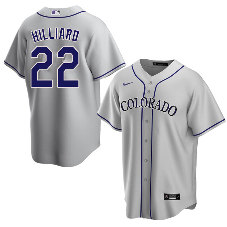 Nike Men #22 Sam Hilliard Colorado Rockies Baseball Jerseys Sale-Gray - Click Image to Close